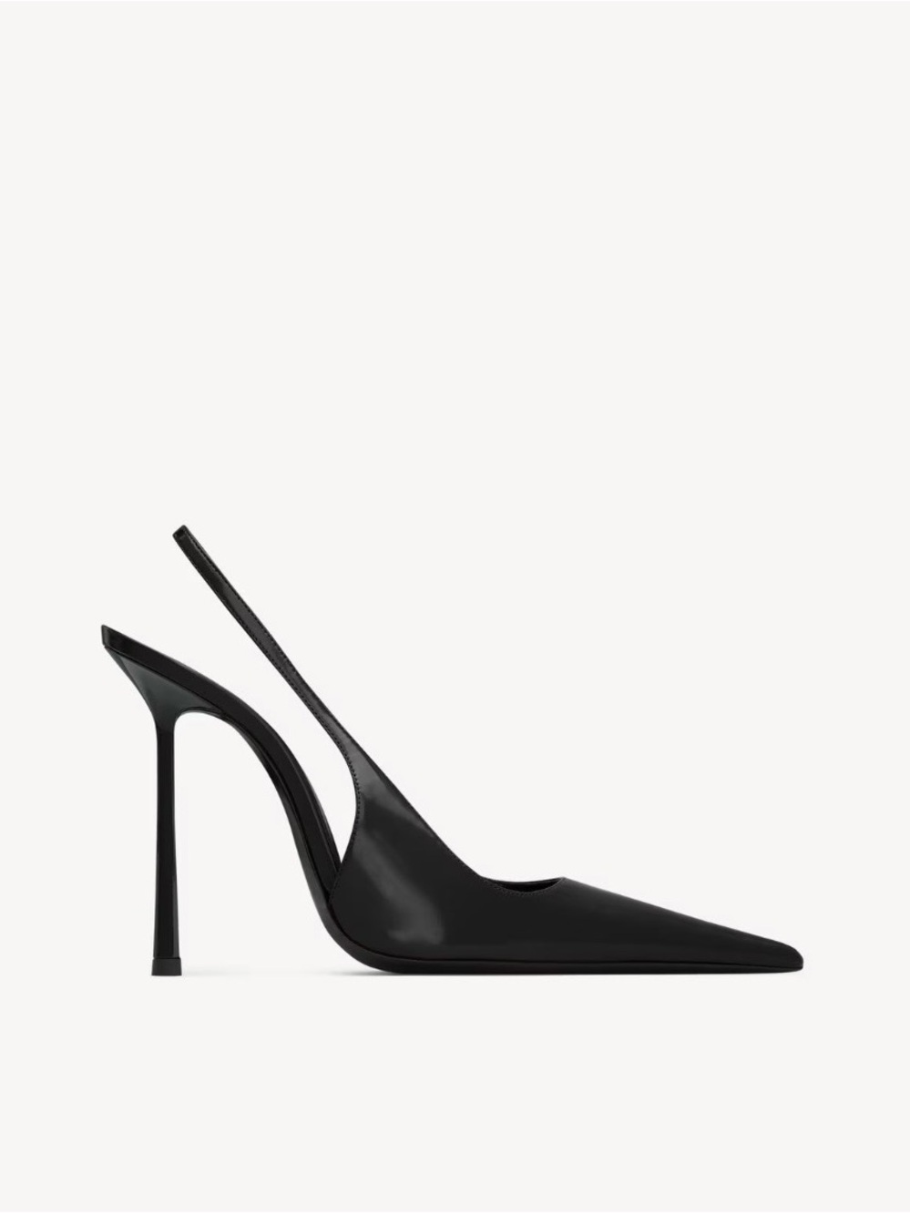 Saint Laurent Black Patent Pointed Slingback Pumps with Gold Medallion - Picture 3 of 5